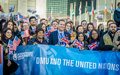 At a UN event led by De Montfort University from the United Kingdom, students from universities around the world pledge support for refugees and migrants